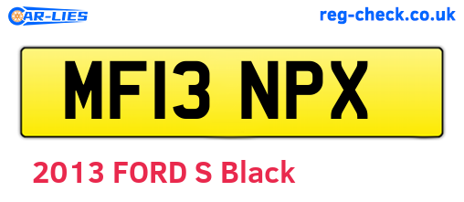 MF13NPX are the vehicle registration plates.
