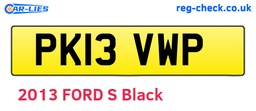 PK13VWP are the vehicle registration plates.