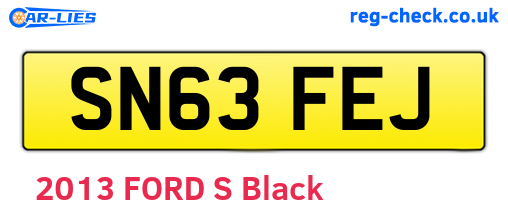 SN63FEJ are the vehicle registration plates.