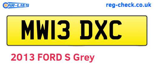 MW13DXC are the vehicle registration plates.
