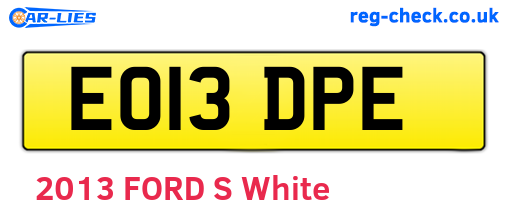 EO13DPE are the vehicle registration plates.