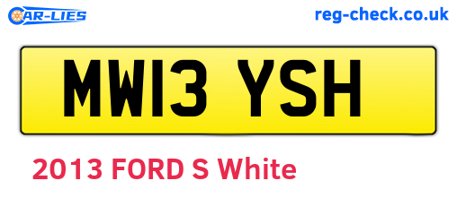 MW13YSH are the vehicle registration plates.