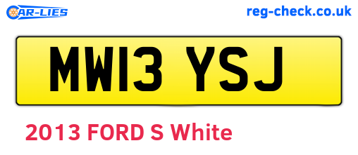 MW13YSJ are the vehicle registration plates.