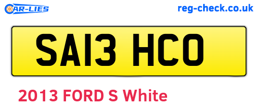 SA13HCO are the vehicle registration plates.