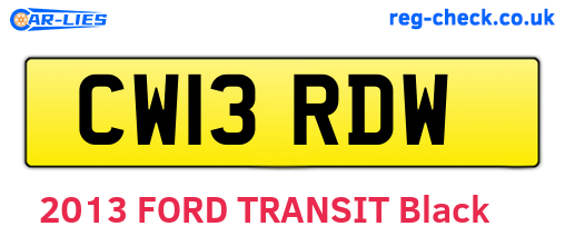 CW13RDW are the vehicle registration plates.