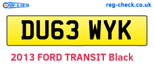 DU63WYK are the vehicle registration plates.