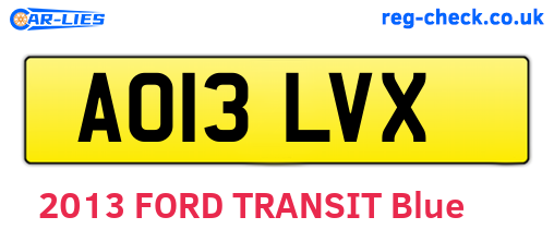 AO13LVX are the vehicle registration plates.