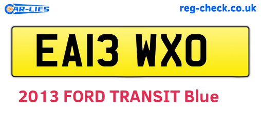 EA13WXO are the vehicle registration plates.