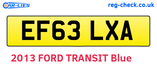 EF63LXA are the vehicle registration plates.
