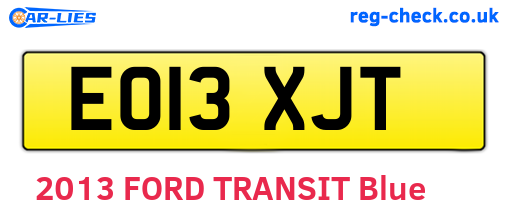 EO13XJT are the vehicle registration plates.