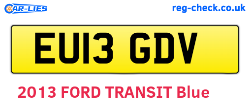EU13GDV are the vehicle registration plates.