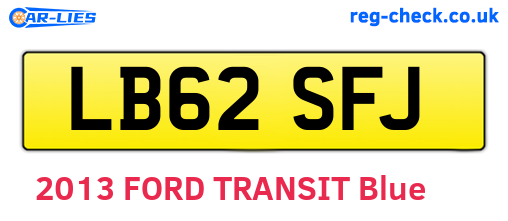 LB62SFJ are the vehicle registration plates.