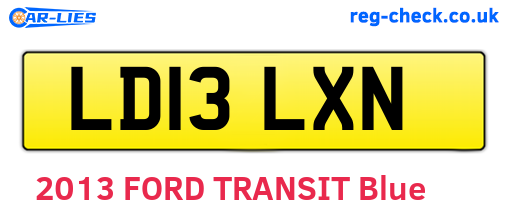 LD13LXN are the vehicle registration plates.