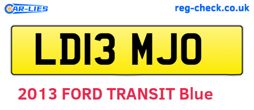 LD13MJO are the vehicle registration plates.