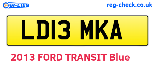 LD13MKA are the vehicle registration plates.