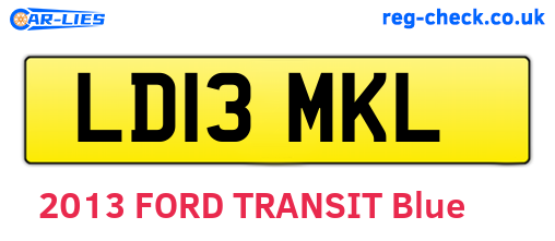 LD13MKL are the vehicle registration plates.
