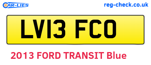 LV13FCO are the vehicle registration plates.