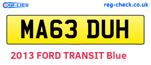 MA63DUH are the vehicle registration plates.