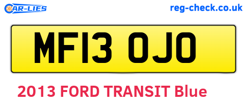 MF13OJO are the vehicle registration plates.