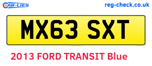 MX63SXT are the vehicle registration plates.