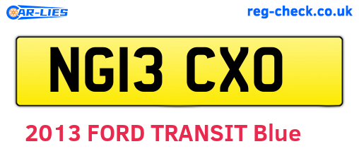 NG13CXO are the vehicle registration plates.