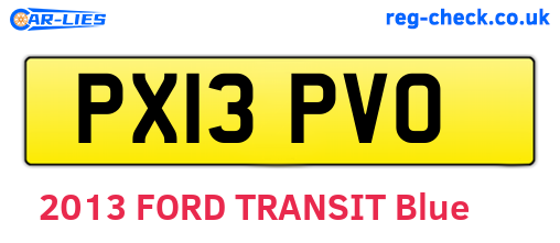 PX13PVO are the vehicle registration plates.
