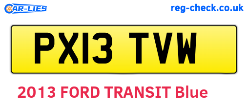 PX13TVW are the vehicle registration plates.