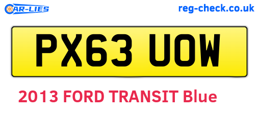 PX63UOW are the vehicle registration plates.