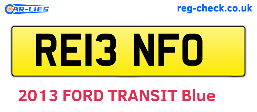 RE13NFO are the vehicle registration plates.