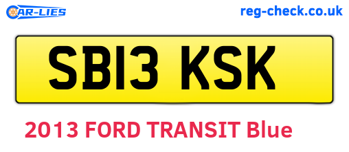 SB13KSK are the vehicle registration plates.