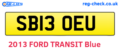 SB13OEU are the vehicle registration plates.