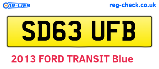 SD63UFB are the vehicle registration plates.