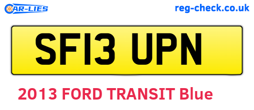 SF13UPN are the vehicle registration plates.