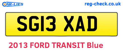 SG13XAD are the vehicle registration plates.