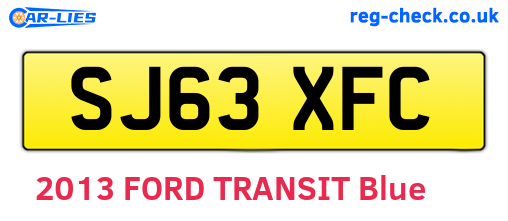 SJ63XFC are the vehicle registration plates.