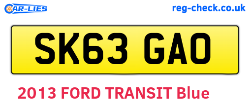 SK63GAO are the vehicle registration plates.