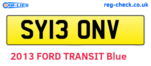 SY13ONV are the vehicle registration plates.