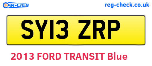 SY13ZRP are the vehicle registration plates.