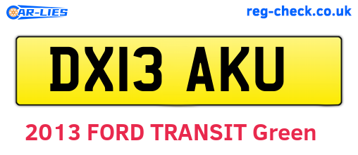 DX13AKU are the vehicle registration plates.