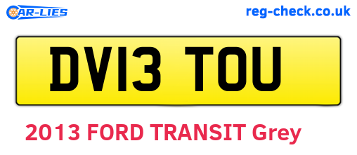 DV13TOU are the vehicle registration plates.