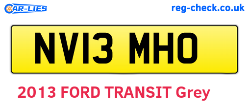 NV13MHO are the vehicle registration plates.