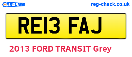 RE13FAJ are the vehicle registration plates.