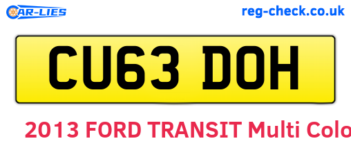 CU63DOH are the vehicle registration plates.