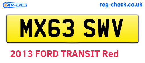 MX63SWV are the vehicle registration plates.