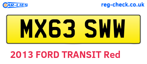 MX63SWW are the vehicle registration plates.