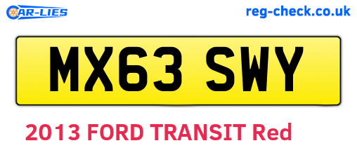 MX63SWY are the vehicle registration plates.