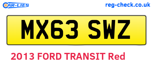 MX63SWZ are the vehicle registration plates.