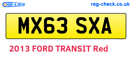 MX63SXA are the vehicle registration plates.