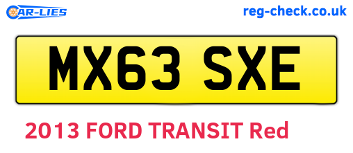 MX63SXE are the vehicle registration plates.