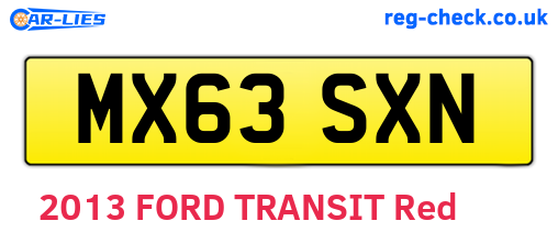 MX63SXN are the vehicle registration plates.